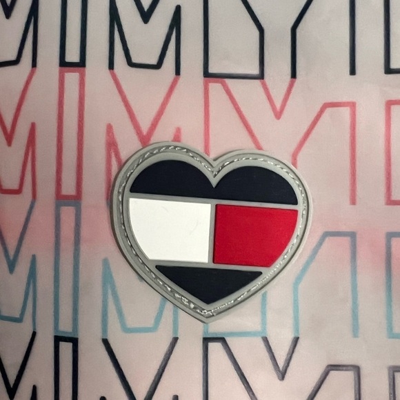 Tommy Hilfiger Girls Size 12/14 Large Clear Spell Out Logo Rain Coat Translucent - Picture 8 of 8